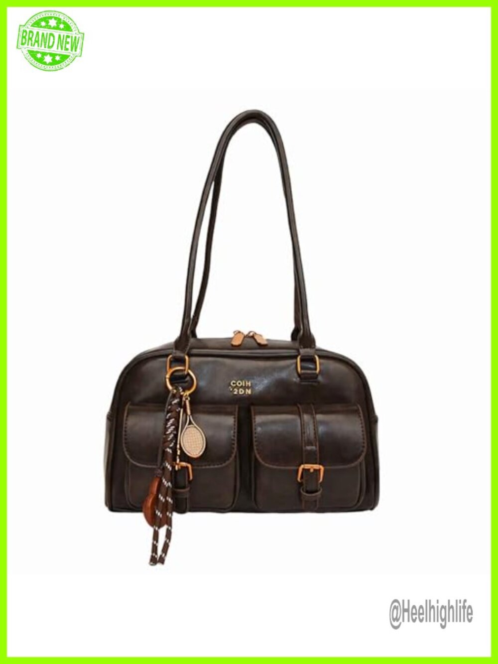 Faux Leather Hobo Shoulder Bag with Pockets for Women